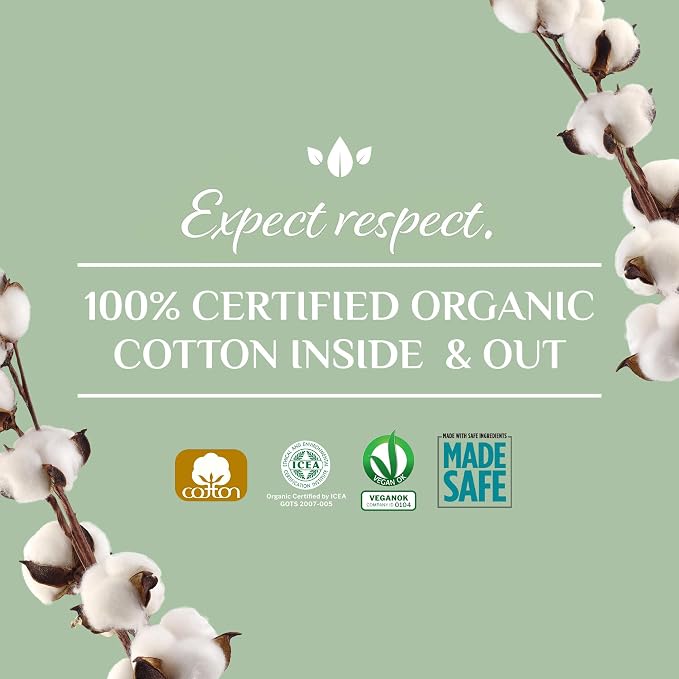 Organyc 100% Certified Organic Cotton 2 in 1 Panty Liners for Women Fits Thong or Regular Underwear, Light Flow, 20 Count