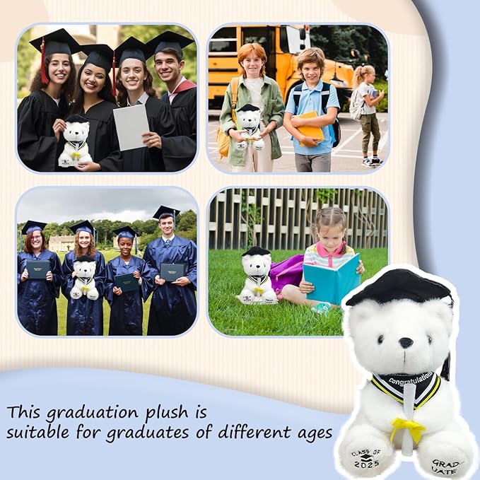 Graduation Bear Gifts for Her Class of 2025 Graduation Plush，Teddy Bear Stuffed Animal with Cap and Gown College High School Graduation Gifts for Boys & Girls