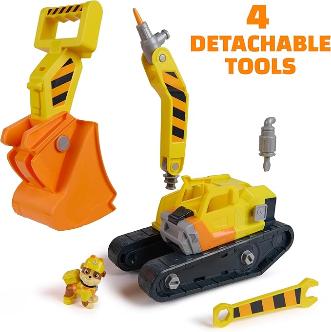 Rubble & Crew Rubble's Ultimate Tool Bulldozer Vehicle, Toy Truck with Action Figure, PAW Patrol Kids Toys for Boys & Girls Ages 3 and Up