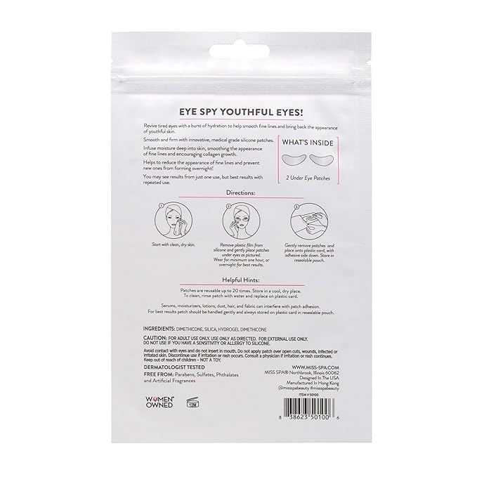 MISS SPA Under Eye Patches Reusable 20 Times, Hydrating Smoothing Under Eye Silicone Pads, Age Defying Medical Grade Silicone Eye Masks, Overnight Under Eye Patches For Wrinkles And Fine Lines