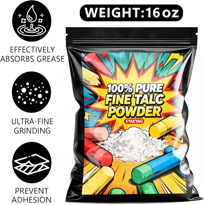 Talcum Powder | Fine Talc Powder | Ultra-Pure | Odorless & Sweat-Removing Talcum Powder | Quality Talc Powder for Industrial Automobile Tire Lubrication, Affordable Talc Thickener (16 oz)