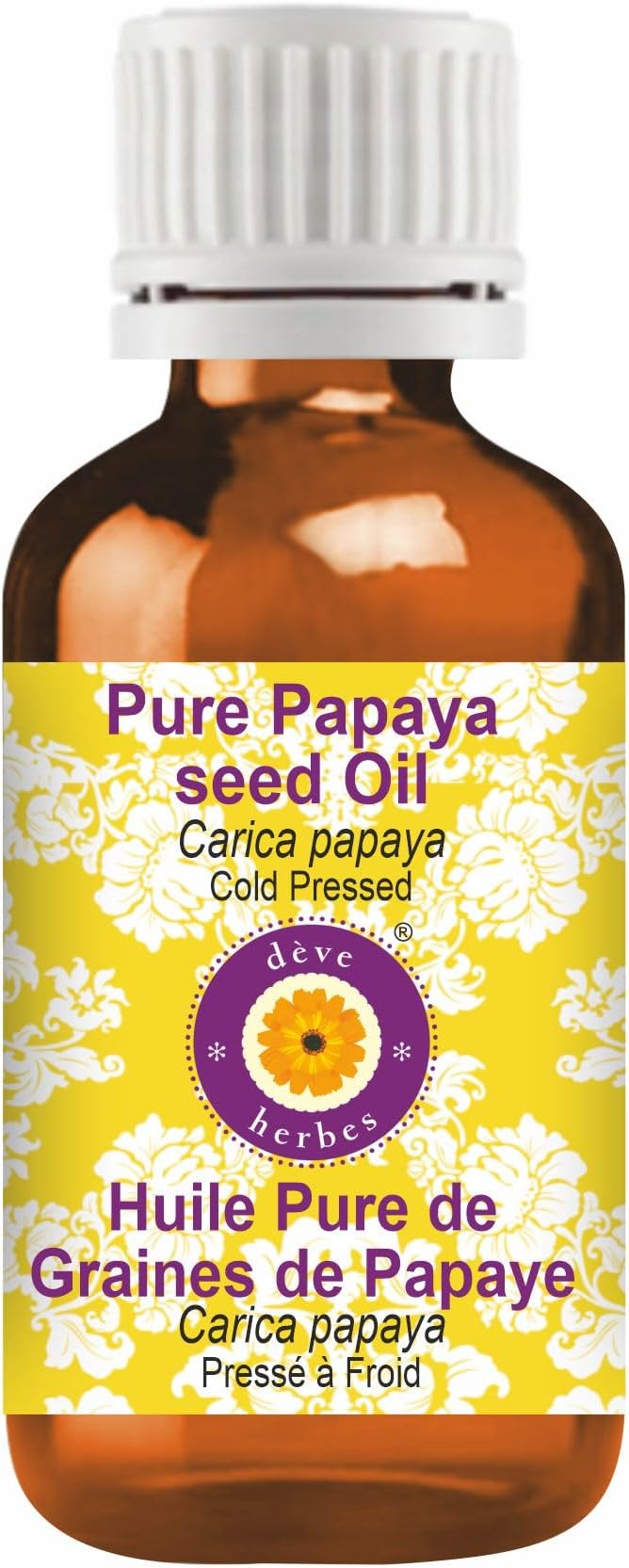 Deve Herbes Papaya Oil (Carica Papaya) | Cold Pressed | Pure | Natural | Undiluted | for Diluting Essential Oils | for Skin & Massage | Non-Sticky| Lightweight| Men & Women | 100ml (3.38 oz)