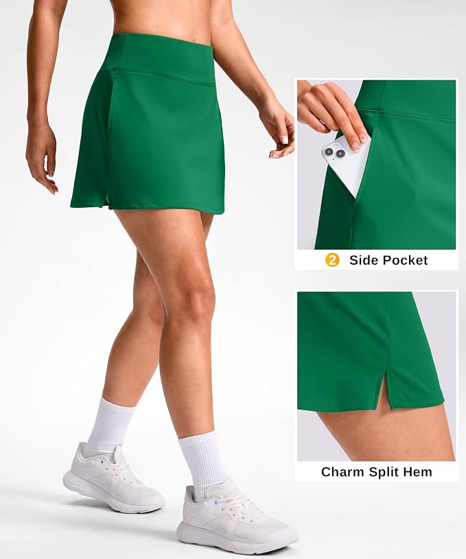 14"/16" Skorts with 3 Pockets | Side Slits, High Waisted, Built-in Shorts, A Line, Casual, Pickleball, Athletic, Golf, Tennis Skirt, for Women