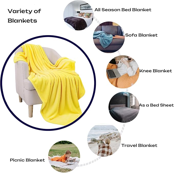 Yellow Fleece Plush Throw Blanket 90"x90"for Couch Sofa Fuzzy Cozy Flannel | Super Soft Lightweight Microfiber Blanket for Bed Chair bedroom Home Decor All Season,Birthday Gifts for Women Mom Adult