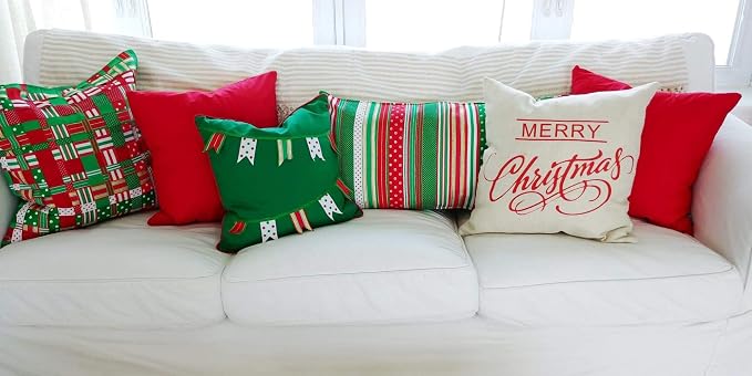 Thmyo 4-Pack 100% Cotton Comfortable Solid Decorative Throw Pillow Case Square Cushion Cover Pillowcase Sublimation Blank Pillow Covers DIY Throw Pillowcase for Couch Sofa Bed(26x26inch/66x66cm,Red)