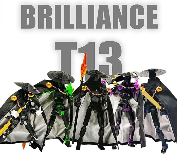 Assembly Completed Lucky 13 Action Figures, T13 Action Figure,3D Printed T13 Action Figure Multi-Jointed Movable, Dummy Hand Painted Figure, Desktop Decorations Game Gifts (Black Blue)