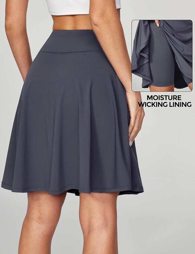 IUGA 20" Knee Length Skorts Skirts for Women with Pockets Tennis Skirt High Waisted Golf Skirts for Women Casual Athletic