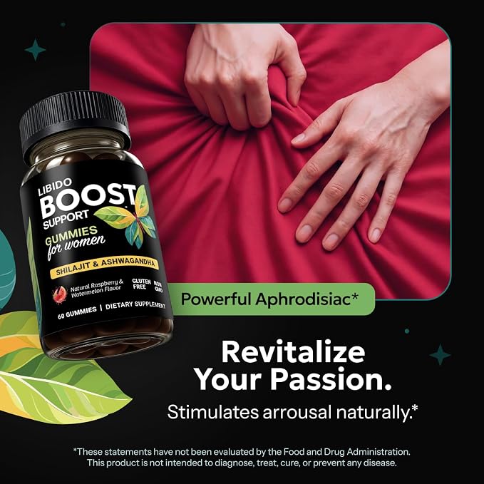 Libido Support for Women Gummies - Fast Acting Intimacy and Mood Support Libido Gummies for Women with Shilajit and Ashwagandha - 60 Ct