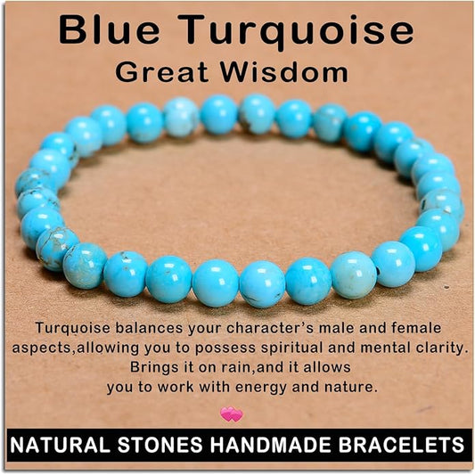 AD Beads Handmade Gemstone Stretch Elastic Bracelet Crystal Healing Reiki Nature's Beauty and Spiritual Essence Unisex