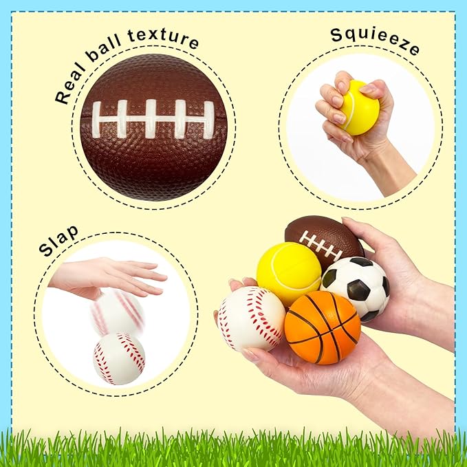 Sports Valentines Cards Gifts for Kids School Classroom -24 Pack,Mini Foam Ball Toys with Exchange Cards for Boys Girls,Valentines Party Favors Goodie Bag Stuffer Class Treats Prizes for Toddlers
