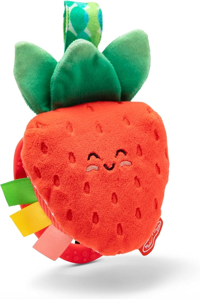Melissa & Doug Peek-a-Boo Berry Take-Along Toy with Teether, Clip-On Stroller Toy for Baby Ages 12m+