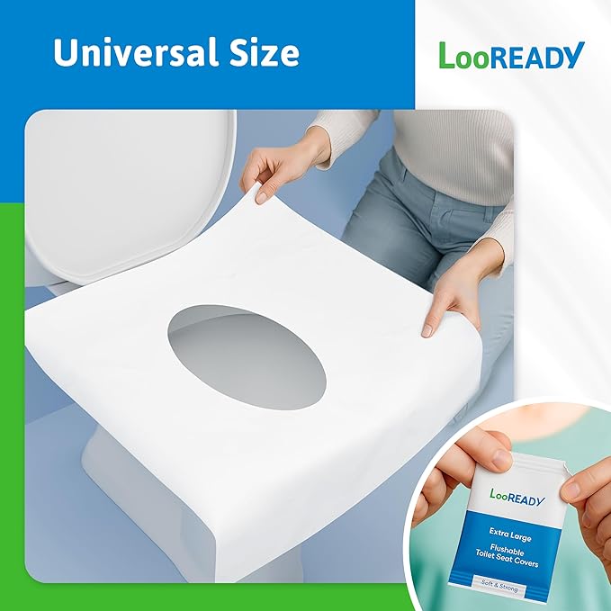 Toilet Seat Covers Disposable Flushable - Extra Thick & Large (18x22") - Individually Wrapped Toilet Seat Cover for Travel & Public Bathroom - Premium Quality, Convenient, and Hygienic (30 Pack)