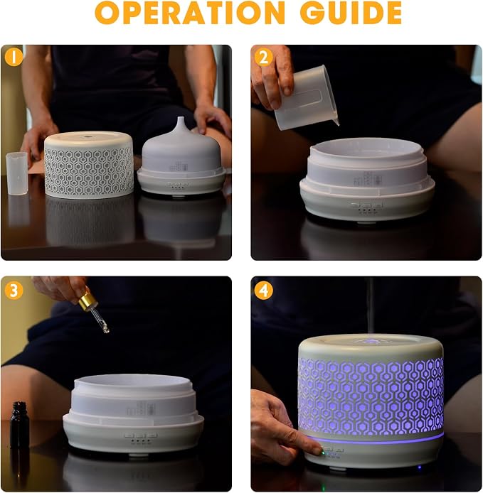 Large Essential Oil Aromatherapy Diffuser for Home Bedroom Metal Hollow Decorative Room Ultrasonic Air Scent Mist Aroma Diffuser 500ML Defusers -Red Copper