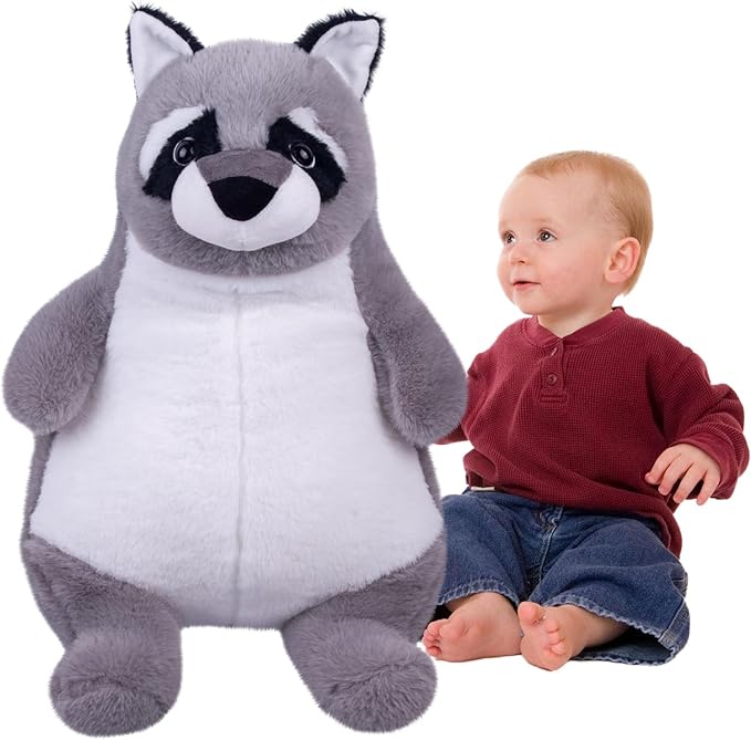 ARELUX Giant 22in Big Raccoon Plush Large Stuffed Animal Hugging Pillow: Soft Jumbo Sleeping Body Warm Fluffy Pillow Adorable Chubby Plushie Toy Gifts for Boys Girls