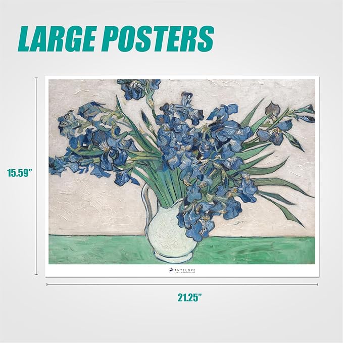 Antelope - 1000 Piece Puzzle for Adults, Irises, by Vincent Van Gogh, 1890 - Officially Licensed, Jigsaw Puzzles 1000 Pieces, High Resolution, Matte Finish, No Dust