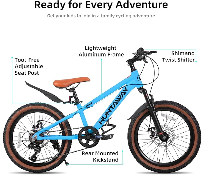 KEANO Huntaway 20 24 Inch Kids Bike for Boys & Girls Ages 7-12 Years Hardtail Mountain Bike for Kids with Aluminum Frame and 7-Speed Drivetrain Children Bicycle