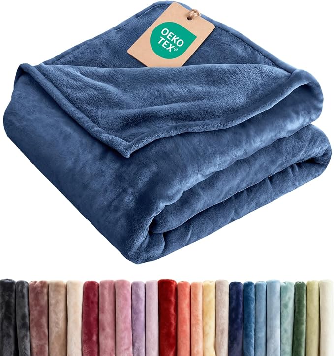 Ultra Soft Fleece Throw Blanket - College Dorm Room Essentials - Royal Blue | Flannel Fleece, Thick, Warm & Breathable, All Season Cozy, Anti-Static, Microplush, Lightweight for Couch, Bed & Dorm Bedding