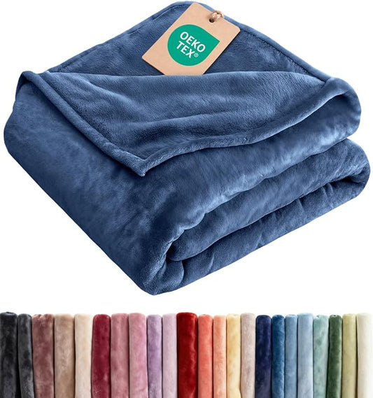 Fleece Blanket Throw XL - Ultra-Soft Flannel Fleece Blanket - Royal Blue | Soft, Warm, Outdoor Picnic Blanket for Camping, Travel, Lightweight, Cozy, Anti-Static, Home Decor Gifts for Men & Women