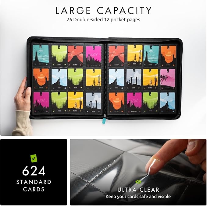 Vault X 12 XL Pocket Zip Binder, 624 Cards, Exo-Tec Material, 26 Side-Loading Pages (Teal)