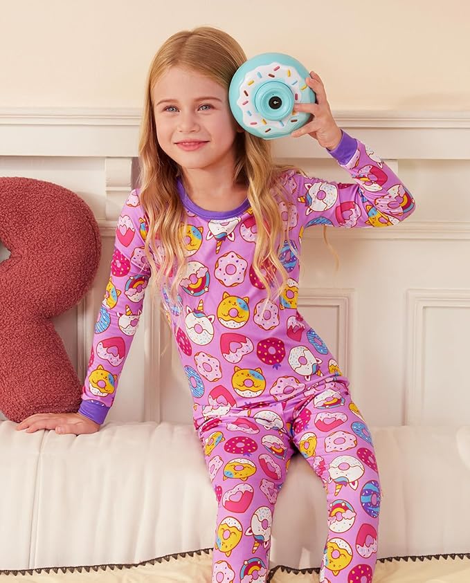 Bamboo Viscose Toddler Girls Kids Pajamas Unicorn Mermaid Pjs Long Sleeve Snug fit 12M-8Y 2pcs Soft Jammies