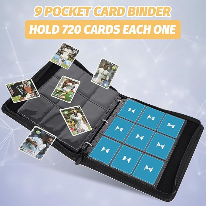 GERMUN 720 Card Binder, Premium Trading Card Binder, 9 Pocket Double Sided Pocket PU Card Collection Binder, Collector Card Album, Card Folder for MTG, TCG, Sports Cards, Game Cards (Lake Blue)