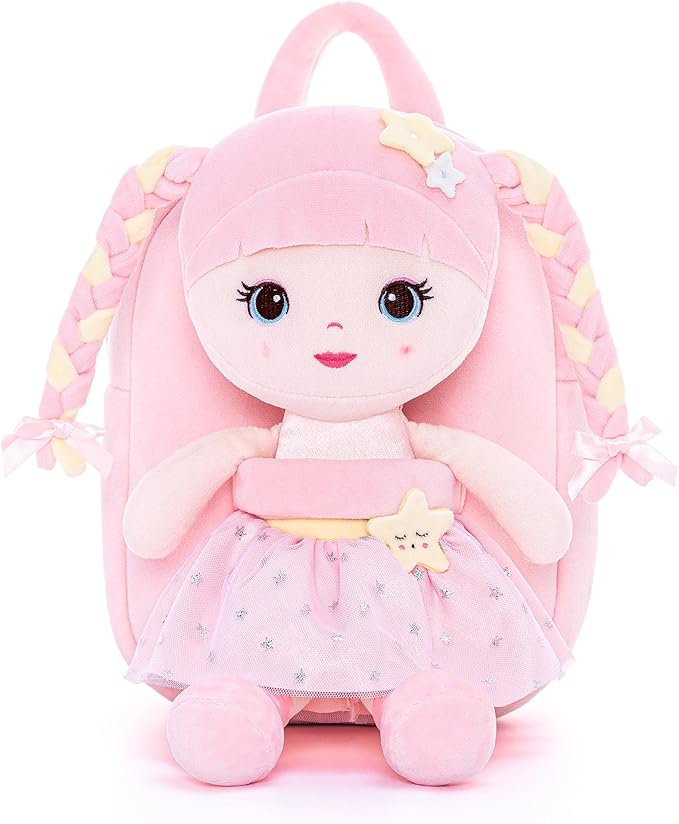 Lazada Girls Backpack with Doll Toddler Toys Baby Girls Gifts Rag Dolls Backpack 9.5“