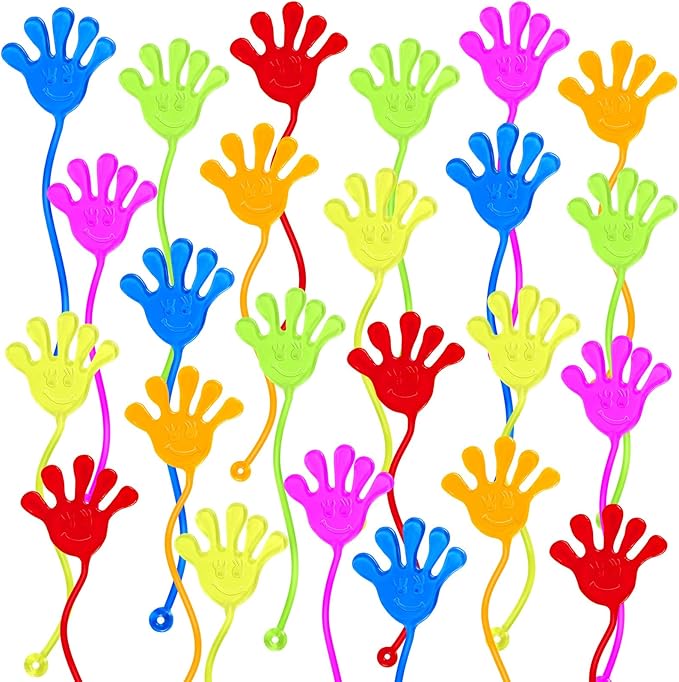 24PCS Stretchy Sticky Hands Toys for Kids, Rubbery Sticky Goodie Bag Stuffers Toy for Christmas Party Supplies, Colorful Sticky Slap Hand Toys for Boys Girls Classroom Prizes