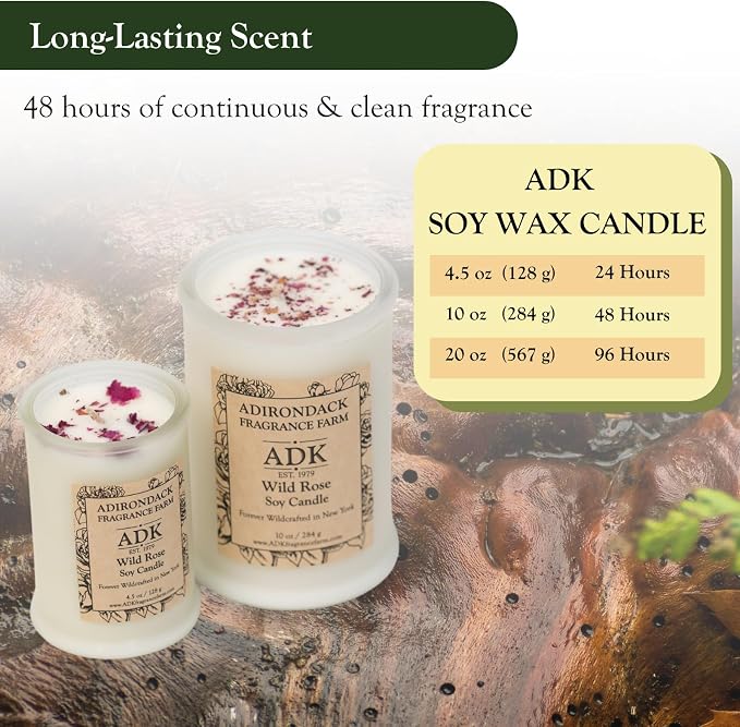 ADK Wild Rose Scented Candle, 10 Oz Aromatherapy Candle, Proudly Poured in The USA, Natural Wax for Relaxation and Home Décor, for Gift, Kitchen, and Living Spaces