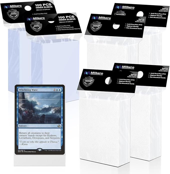 400 Pack Card Sleeves, 200 Matte White Trading Card Sleeve and 200 Inner Sleeves Ideal for Double-Sleeving, Fit for MTG, TCG and Game Cards