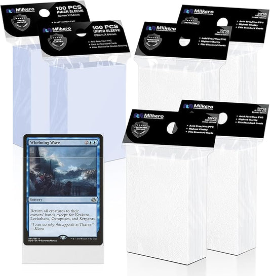 400 Pack Card Sleeves, 200 Matte White Trading Card Sleeve and 200 Inner Sleeves Ideal for Double-Sleeving, Fit for MTG, TCG and Game Cards
