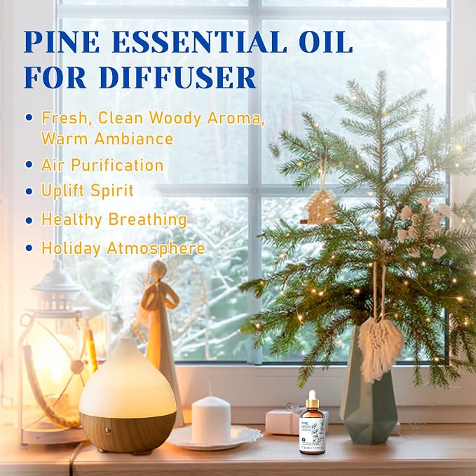 HIQILI Pine Needle Essential Oil, Strong Fresh Woody Fragrance for Better Breath Used with Aromatherapy Diffuser, Soap Candle Making Scent, DIY Perfume, Beard Shave and Cleaning Spray - 30ml | Creating a Fresh, Woody Scent for DIY Soap, Candle Making, ...
