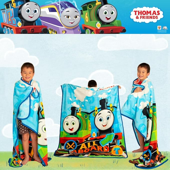 Thomas and Friends Kids Bedding Super Soft Micro Raschel Throw, 46 in x 60 in, (Official Licensed Product) by Franco