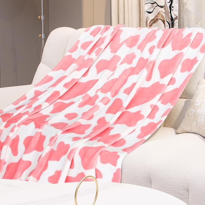 Pink Blankets Twin Size, Lightweight Cozy Fuzzy Soft Fleece Throw Blanket for Bed, Sofa, Pink Home Room Decor, Gifts for Women Teens Girls, 60"x80"