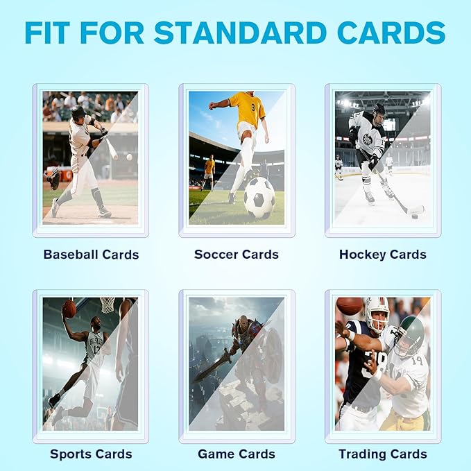 600 Plastic Trading Card Protector - 300 Hard Card Sleeves and 300 Soft Card Sleeves, 35pt Rigid 3"x4" Card Holders, Clear Open-Top Card Sleeve, Fits Standard Trading, Baseball, Sport, Game Cards