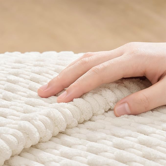 Kevin Textile Soft Corduroy 14"x24" Lumbar Pillow Cover 1 Pack, Cream White | Boho Stripe Plush Corduroy Decorative Oblong Cushion Cover Modern Farmhouse Home Decor for Sofa Couch Bed Chair