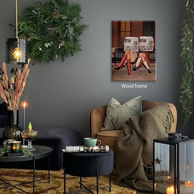 Brown Luxury Old Money Style Woman Wall Art Trendy Newspaper Poster 12X16 inch Framed Vintage Aesthetic Canvas Prints for Bedroom Bar Apartment Wall Decor
