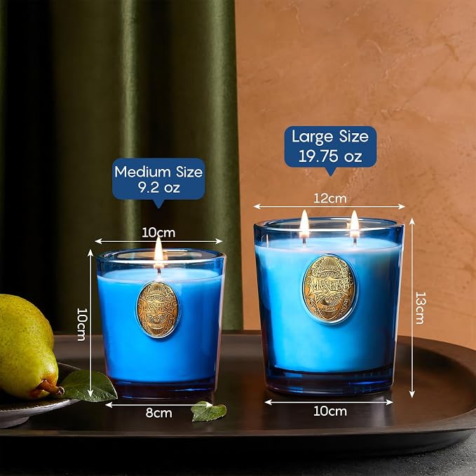 M&SENSE Natural Summer Soy Candle | Ocean Dream & Blule | 9.2 oz, 50H Burn Time | Luxury Scented Candle for Relaxation, Gifting, Home Décor | Ideal for Bedroom, Office, Party Ambiance