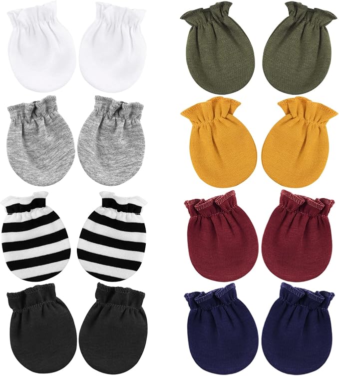 BQUBO Newborn Infant Toddler Mittens No Scratch Cotton Elastic Wrist Gloves Hypoallergenic for 0-6 Months Baby Boys Girls