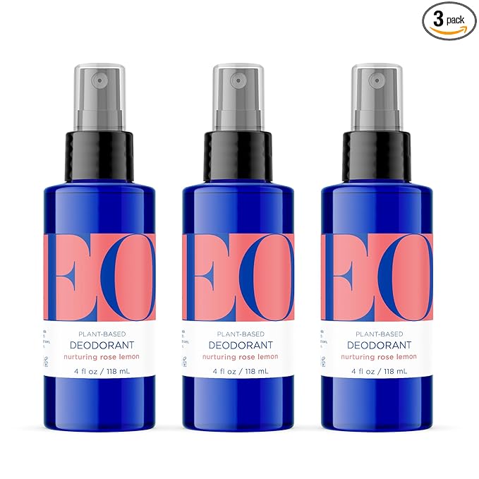EO Deodorant Spray, 4 Ounce (Pack of 3), Rose Lemon, made with Essential Oils for Men and Women