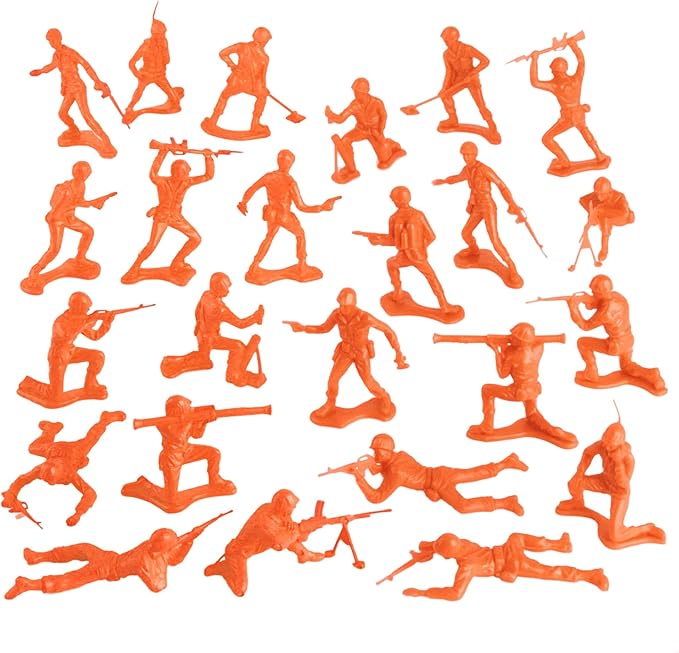 TimMee Plastic Army Men - Orange 48pc Toy Soldier Figures - Made in USA