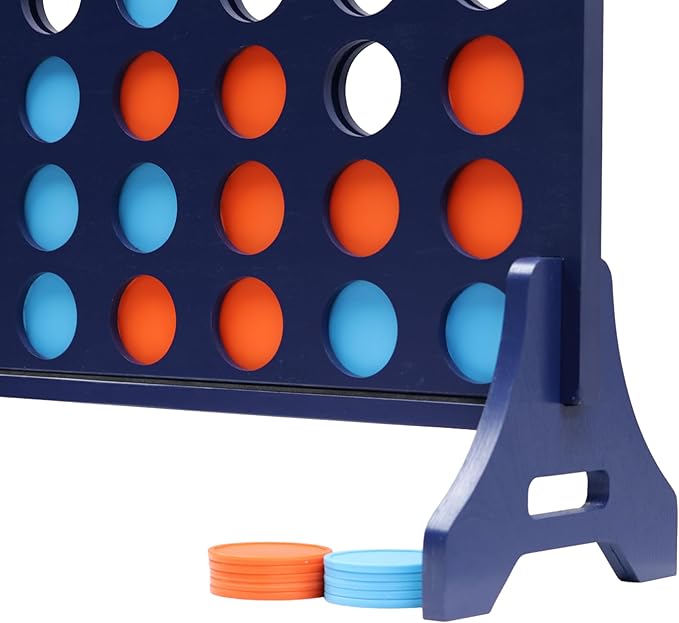Tailgating Pros Premium Navy Giant Four in a Row with Carrying Case - Jumbo Oversized Outdoor Yard Game - Connect Multiple Pucks in a Row to Win - Many Puck Colors Available!
