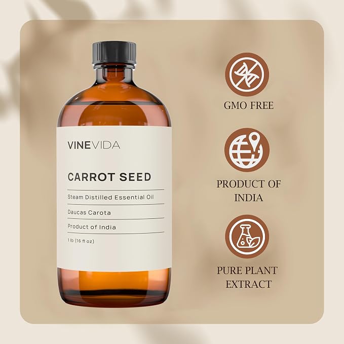 VINEVIDA Carrot Seed Essential Oil 16 oz - Undiluted for Candlemaking and Soap Making - DIY Candle Scents