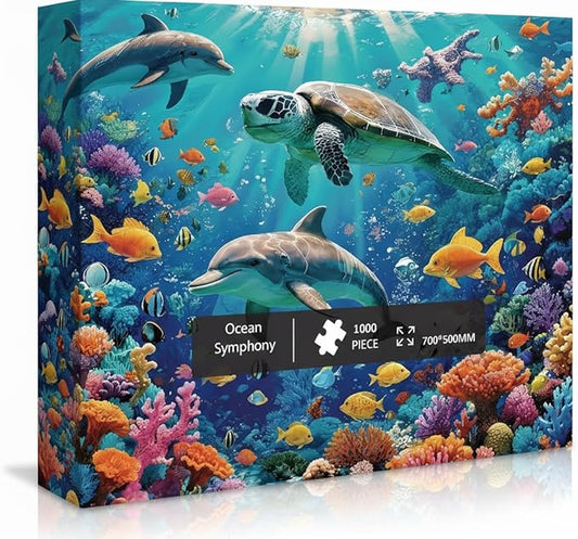 1000 Pieces Jigsaw Puzzles for Adults, Seaside Series - Calming Ocean View Art, Relaxing Stress Relief Game, Large 28" x 20", Great Gift for Summer & Home Decor（Ocean Symphony）