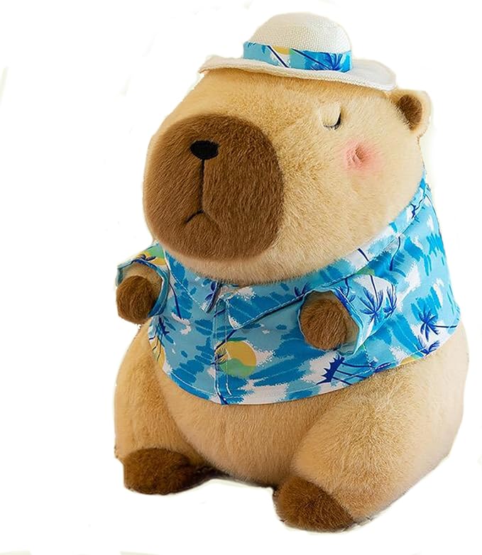 12 Inch Cute Animal Capybara Plush Toy with Tropical Shirt, Cute Animal Plush, Cute Doll Gift for Kids for Girls/Boys, Kawaii Anxiety Stuffed Animal Plushie, Bedtime Huggable Companion