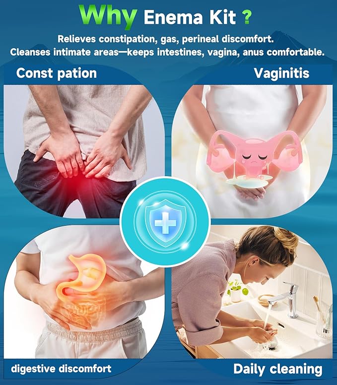 330ml Enema Kit Douches for Men - Anti Back-Flow Design with Handle & 1 Nozzle Tips, Portable Rinse Bottle for Women
