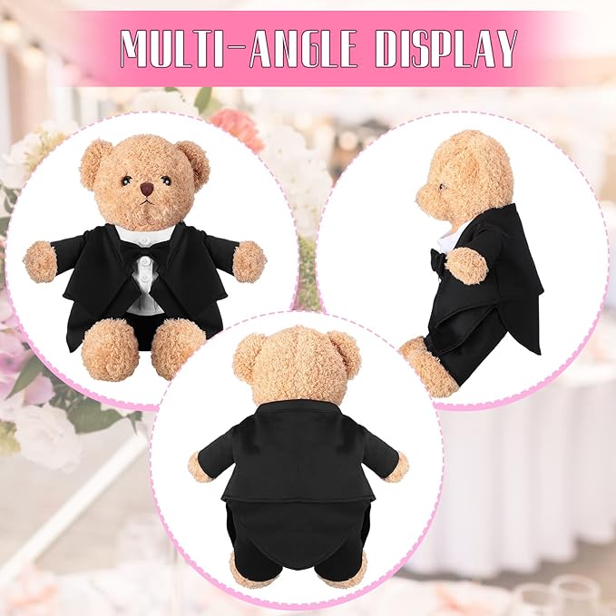 Set of Tuxedo Outfit, Bear Clothes Suitable for 13-15 Inch Stuffed Animal Clothes, Bear Accessories for Your Own Stuffed Animals on Weddings