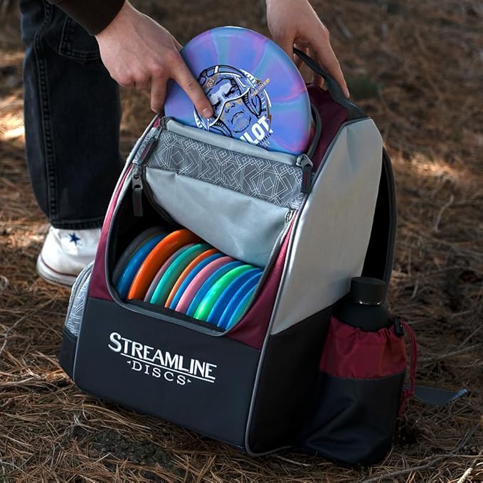 Streamline Discs Shuttle Disc Golf Backpack Bag (Burgundy/Black)