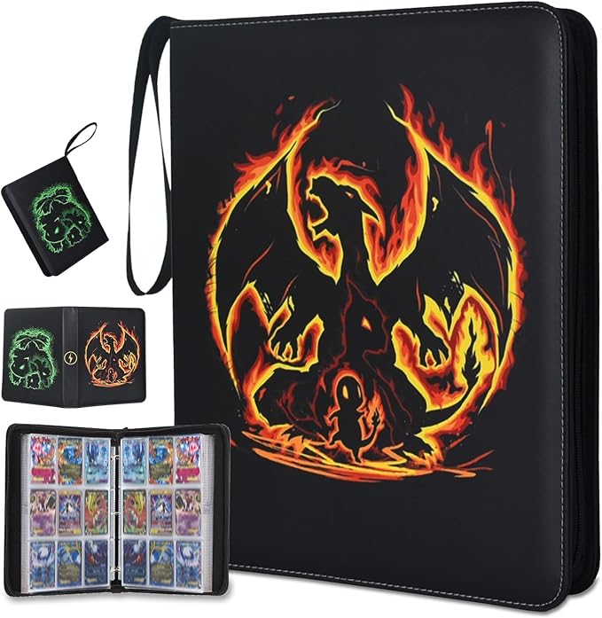 LIMSTDIC Card Binder with Sleeves - 9-Pockets Card Binder Holder Compatible with TCG Trading Cards, Card Storage Album with Zipper for Boys Girls Organized Holds Up to 900 Cards