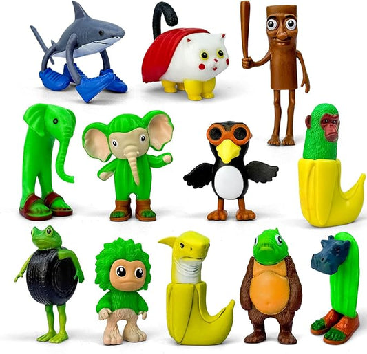 8Pcs Italian Brainrot Action Figures,Tralalero Travala Toy Set Tralalero Travala,Tung Tung Tung Sahur, Brr Brr Patapim - Brainrot fidget Toys,Decorations Gifts for Office Room Figurine Decor (12PCS-A)