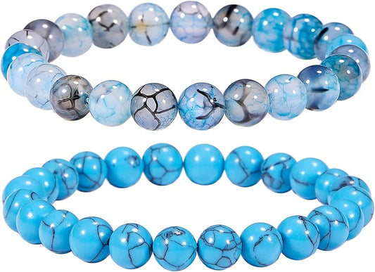 Bivei Natural Gemstone Semi Precious Healing Crystals Handmade Stretchy Round Beads Bracelet,Stocking Stuffers for Women Enhance Positive Energy